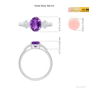 Solitaire Oval Amethyst Criss Cross Ring with Diamonds
