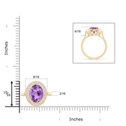 Bezel-Set Oval Amethyst Ring with Diamond Halo
