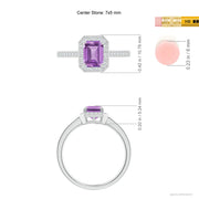 Emerald-Cut Amethyst Engagement Ring with Diamond Halo
