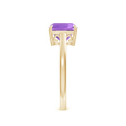 Classic Solitaire Cushion Amethyst Cocktail Ring