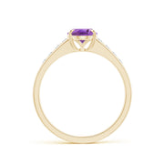 Oval Amethyst Ring with Flush-Set Diamonds