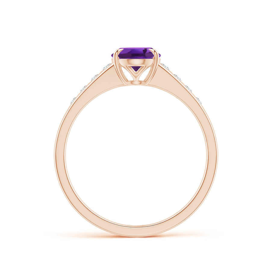 Oval Amethyst Ring with Flush-Set Diamonds