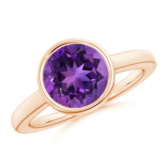 Bezel-Set Round Amethyst Solitaire Engagement Ring