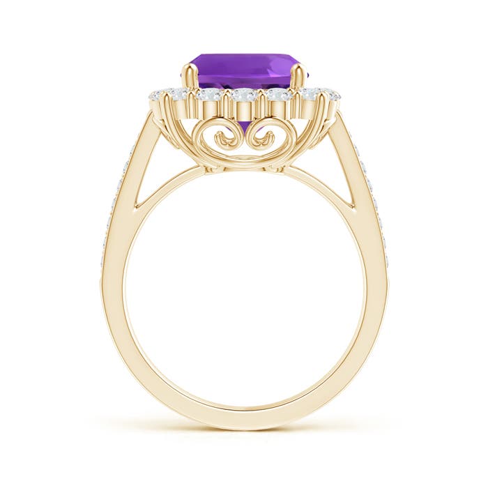 Cushion Amethyst Cocktail Ring with Diamond Halo