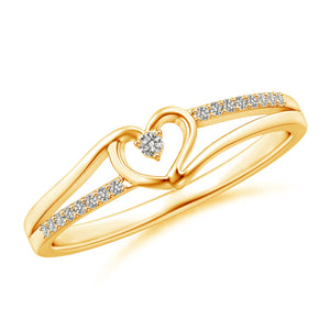 Round Natural Diamond Split Shank Heart Promise Ring
